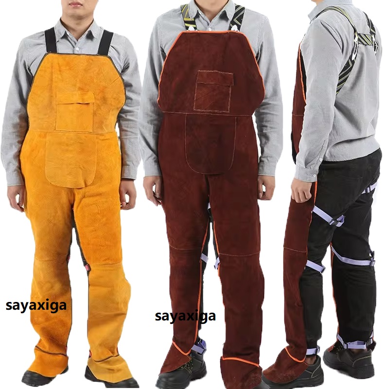 Leather Work Overalls - Heavy Duty Cow Leather Welding Apron