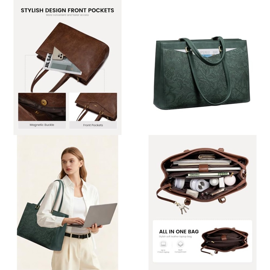 Leather Work Laptop Bag - Laptop Bag for Women, Laptop Tote