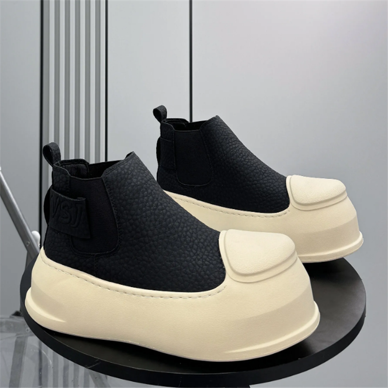 New Men's Round Toe Black Ankl - Leather Work Boots ulasan dan harga