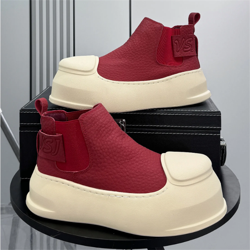 New Men's Round Toe Black Ankl - Leather Work Boots ulasan dan harga