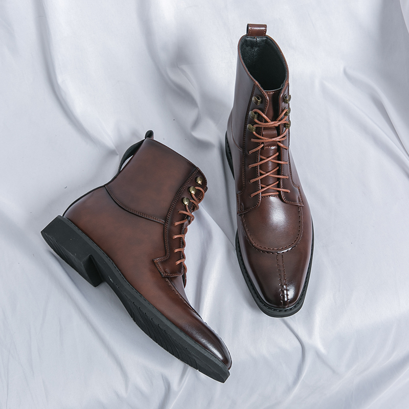 2026 New Men's Pointed Brown B - Leather Work Boots ulasan dan harga