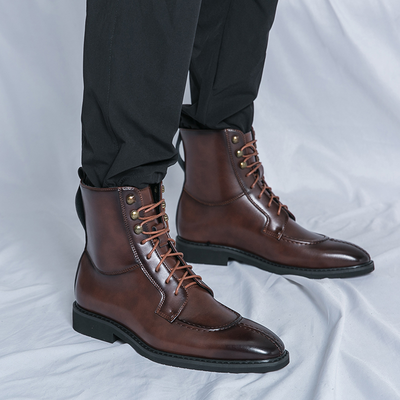 2026 New Men's Pointed Brown B - Leather Work Boots ulasan dan harga