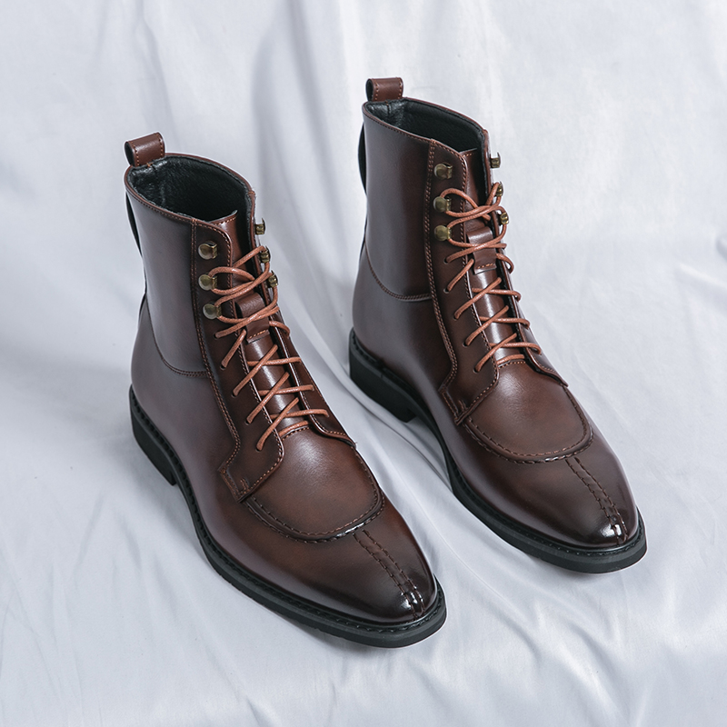 2026 New Men's Pointed Brown B - Leather Work Boots ulasan dan harga