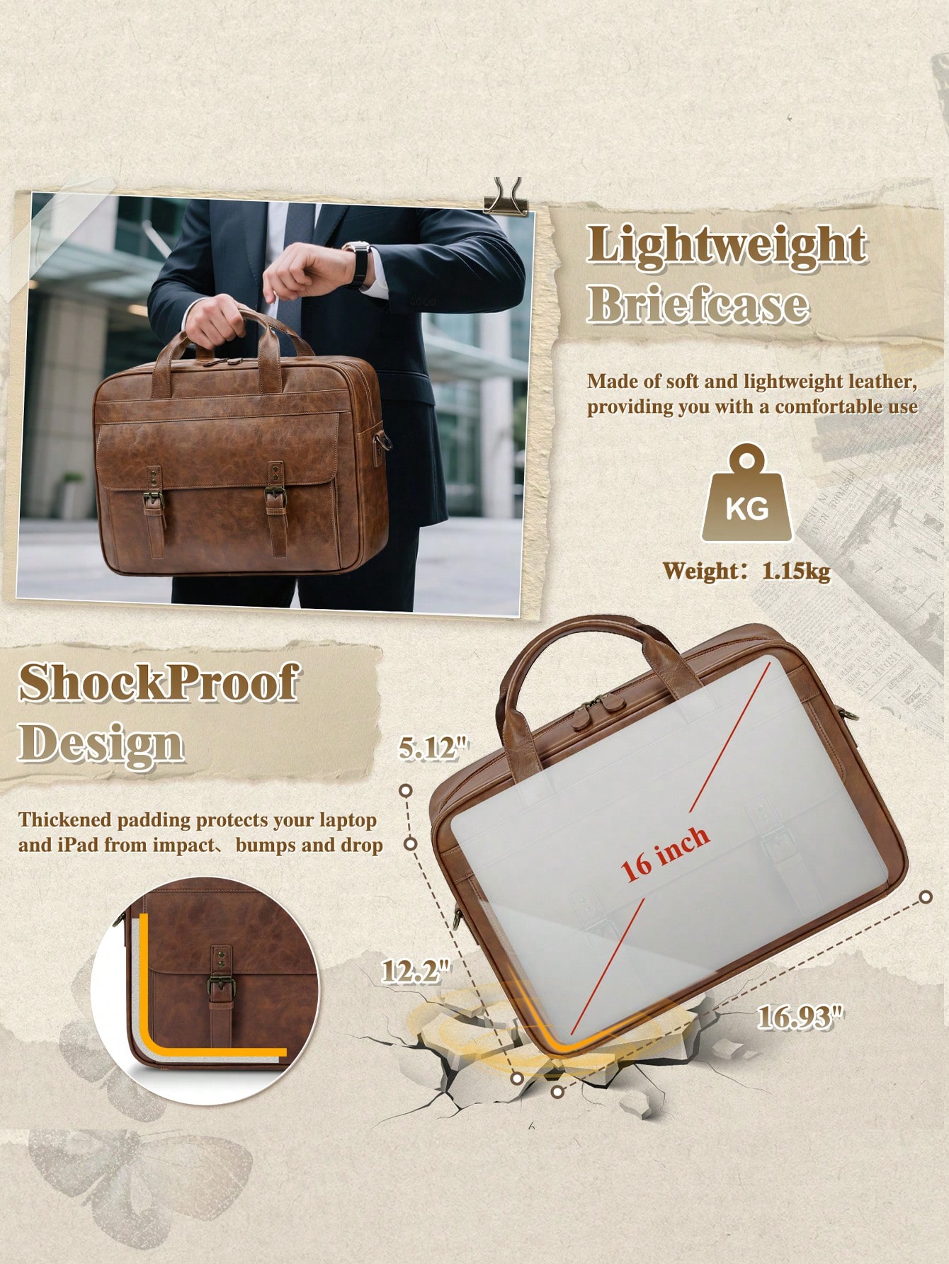 Vintage Leather Messenger Bag  - Leather Work Laptop Bag ulasan dan harga