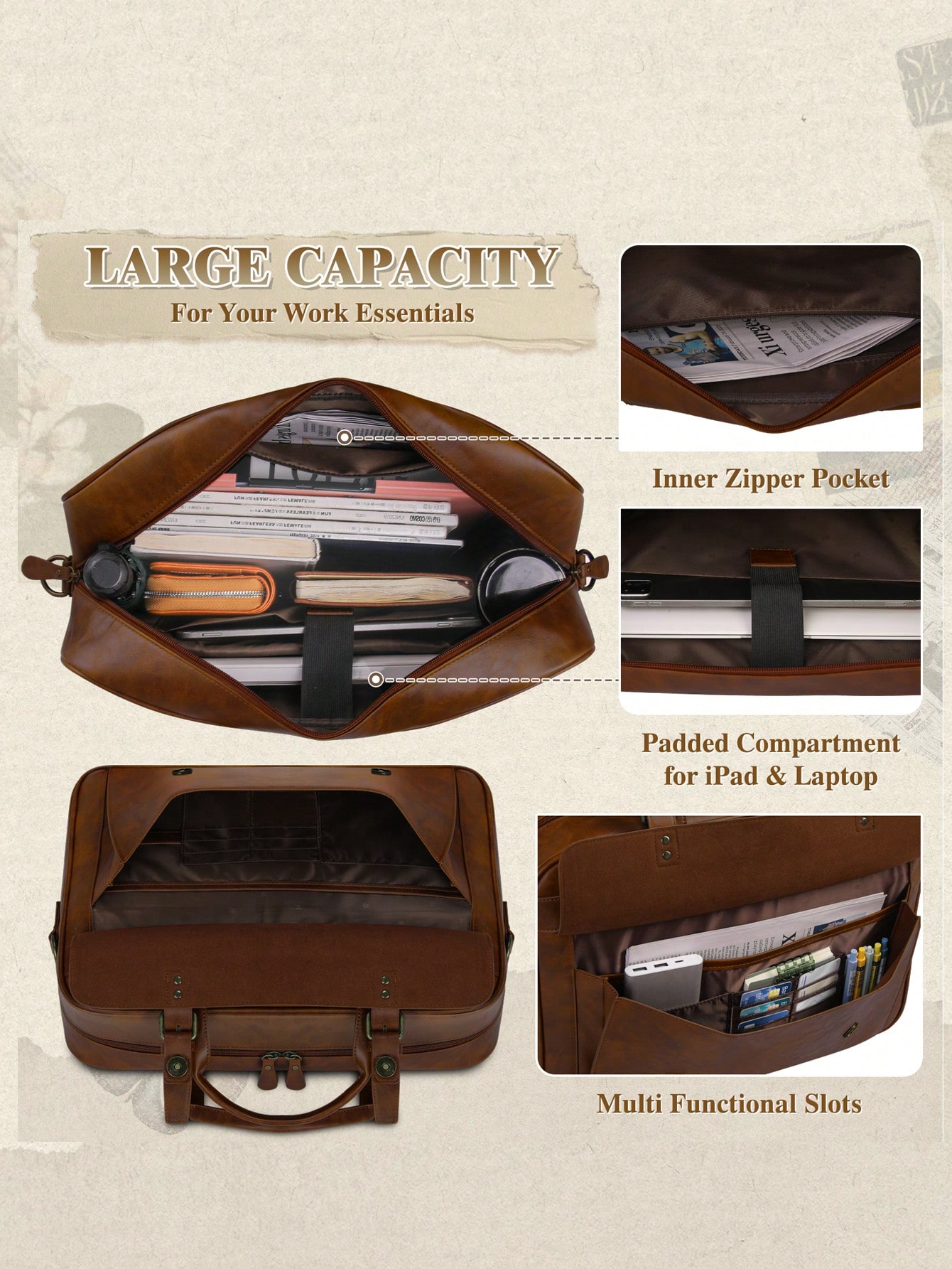 Vintage Leather Messenger Bag  - Leather Work Laptop Bag ulasan dan harga