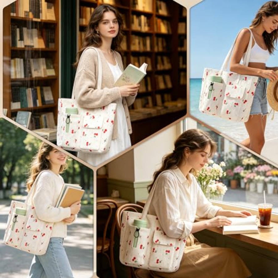 Veki Corduroy Tote Bag for Wom - Leather Work Bag Women ulasan dan harga