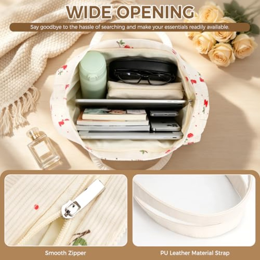 Veki Corduroy Tote Bag for Wom - Leather Work Bag Women ulasan dan harga