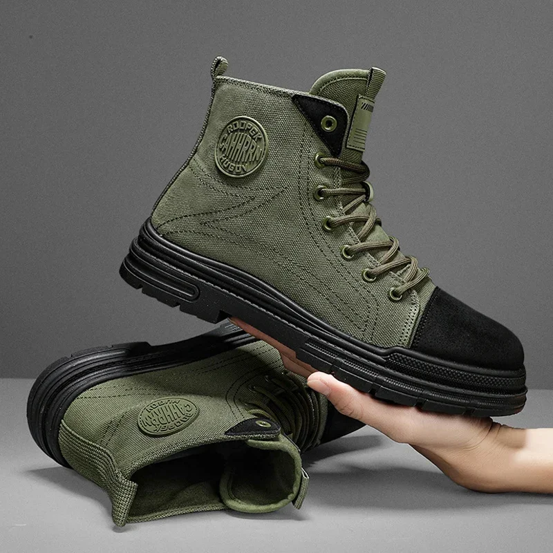 2026 Mens Boots Casual Canvas  - Leather Work Boots ulasan dan harga