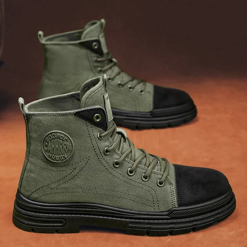 2026 Mens Boots Casual Canvas  - Leather Work Boots ulasan dan harga