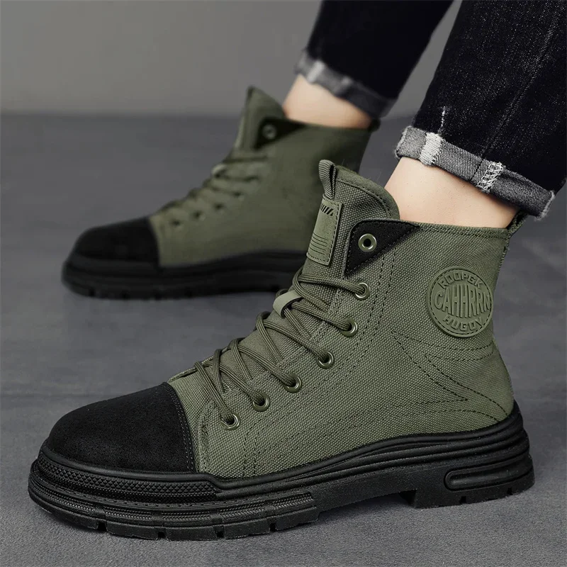 2026 Mens Boots Casual Canvas  - Leather Work Boots ulasan dan harga