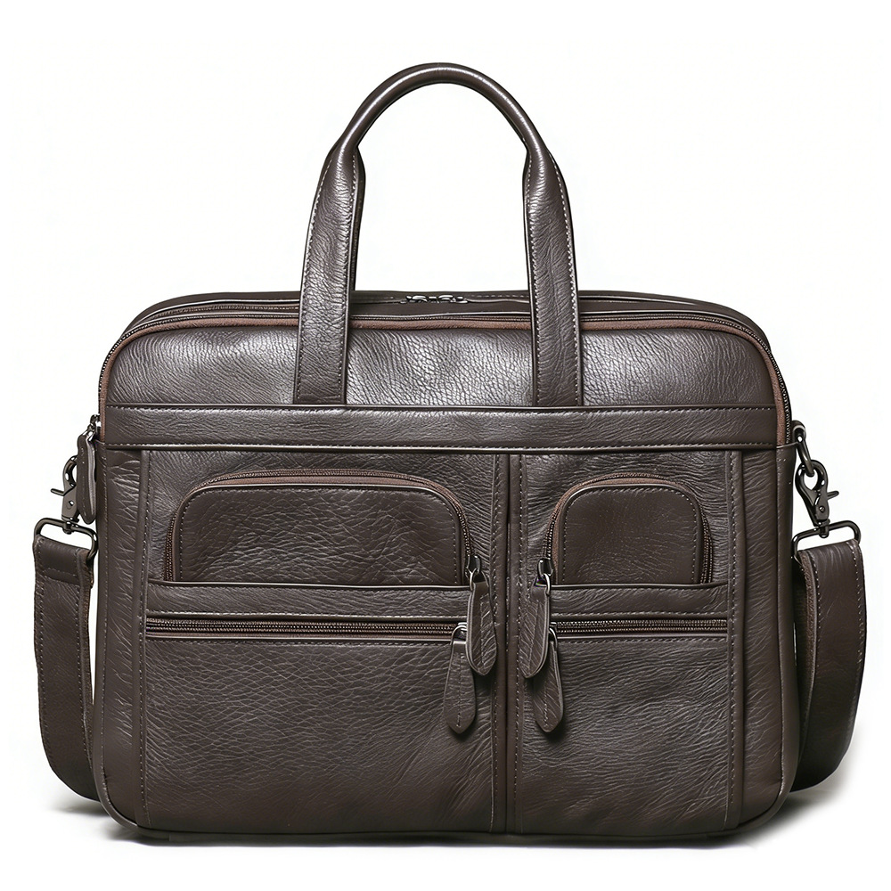 Men's Genuine Leather Briefcas - Leather Work Laptop Bag ulasan dan harga