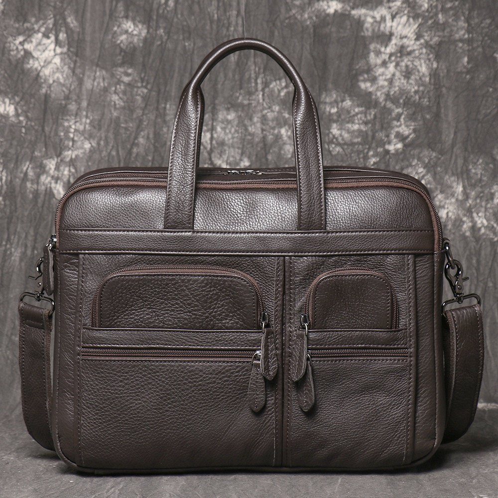 Men's Genuine Leather Briefcas - Leather Work Laptop Bag ulasan dan harga