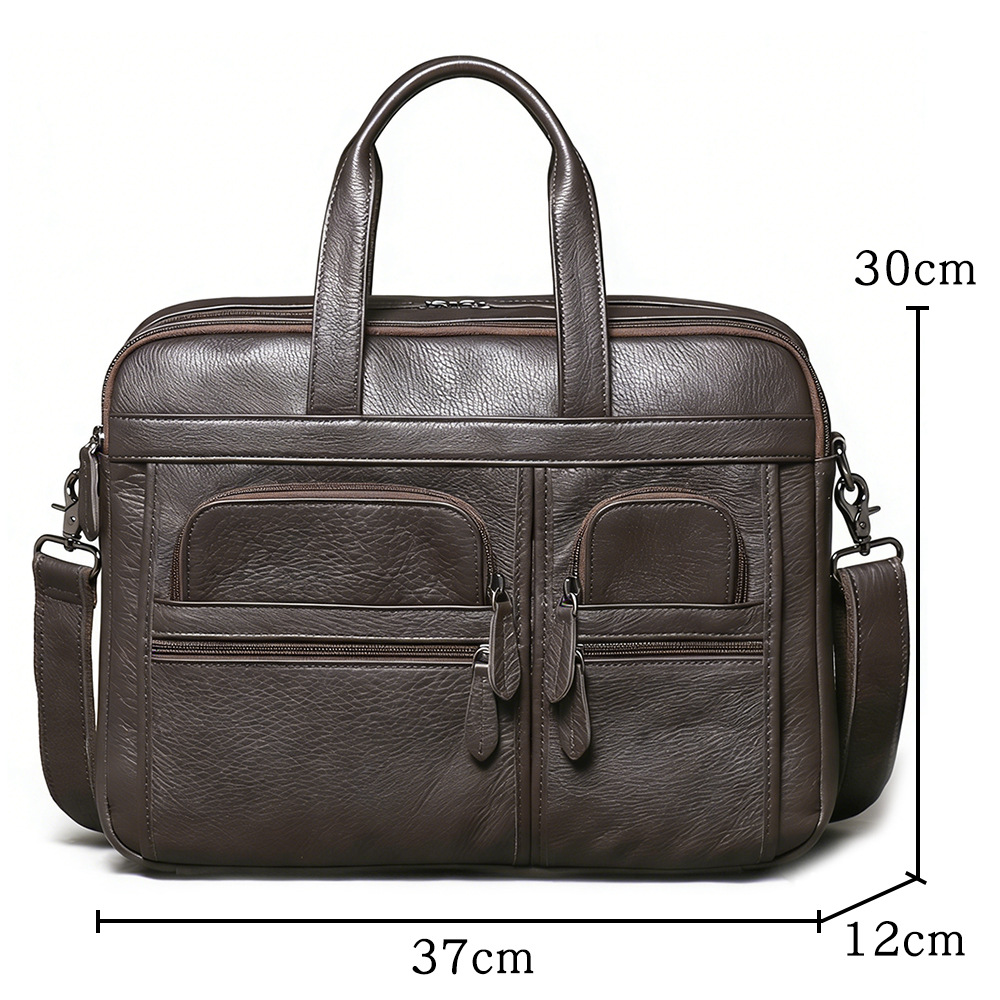 Men's Genuine Leather Briefcas - Leather Work Laptop Bag ulasan dan harga