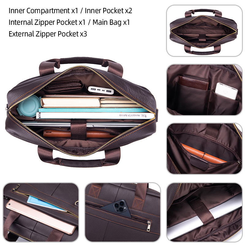 Men's Vintage Genuine Leather  - Leather Work Laptop Bag ulasan dan harga
