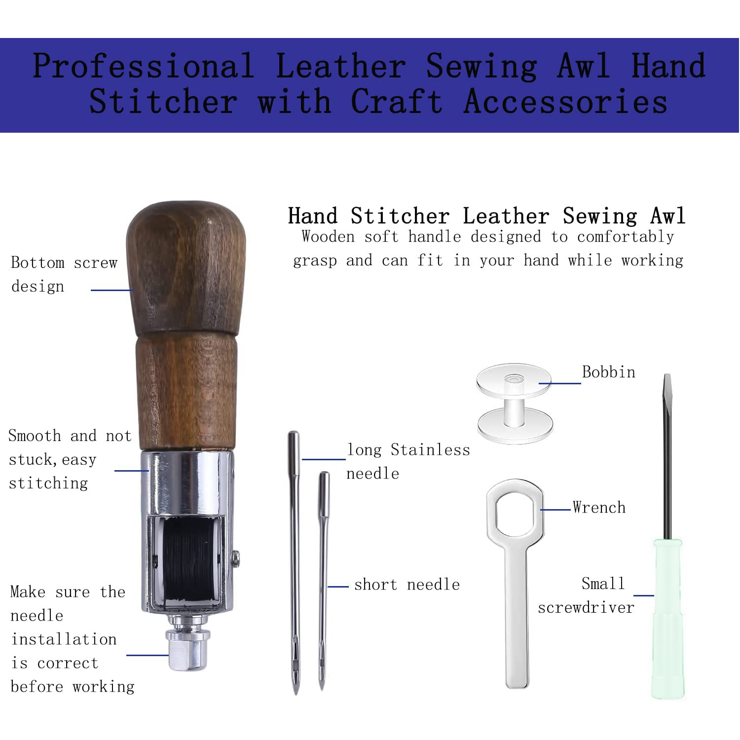 Leather Sewing Awl Thread Kit  - Waxed Thread Linen ulasan dan harga