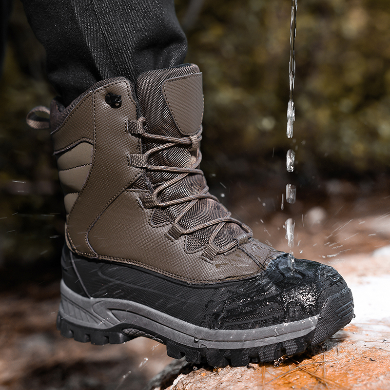 Winter Plush Warm Men Snow Boo - Leather Work Boots ulasan dan harga