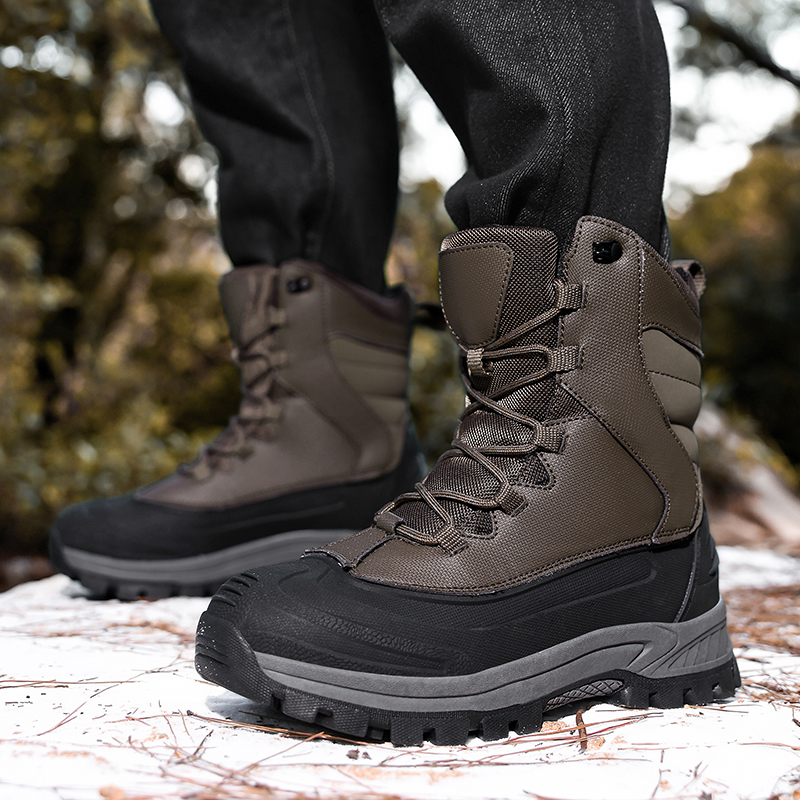 Winter Plush Warm Men Snow Boo - Leather Work Boots ulasan dan harga