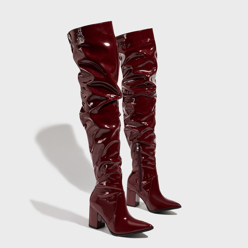 Fashion Patent Leather Pleated - Leatherwork Rivets ulasan dan harga