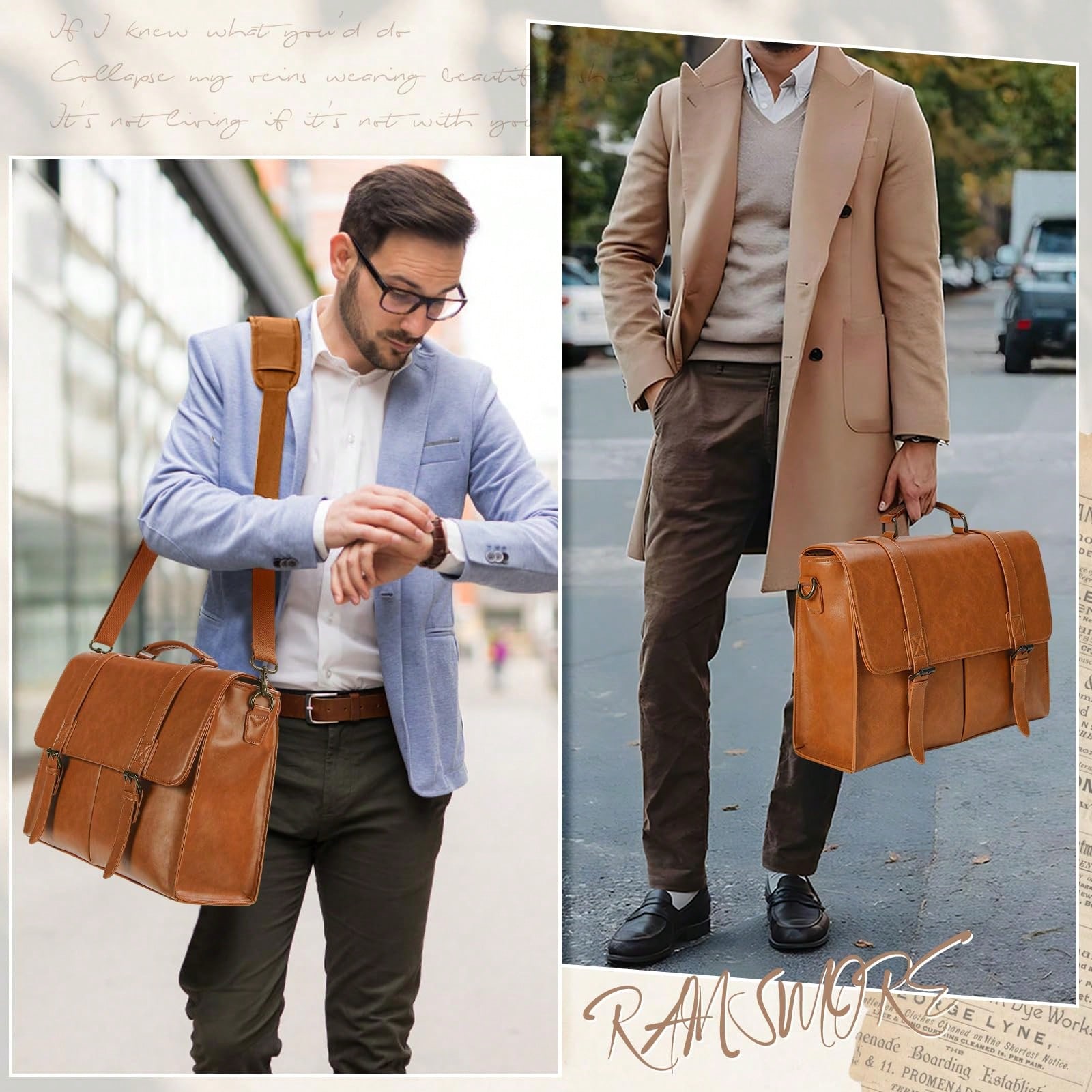 Messenger Bag For Men 15.6 Inc - Leather Work Laptop Bag ulasan dan harga