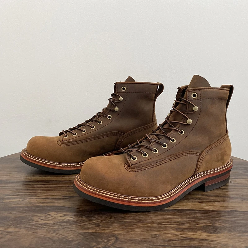 Vintage British Men Ankle Boot - Leather Work Boots ulasan dan harga