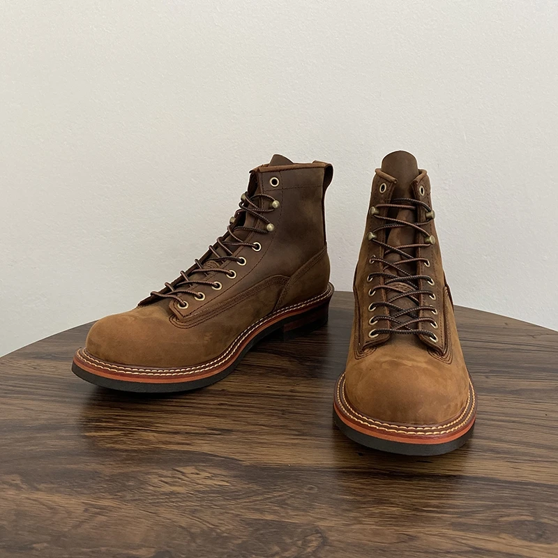 Vintage British Men Ankle Boot - Leather Work Boots ulasan dan harga