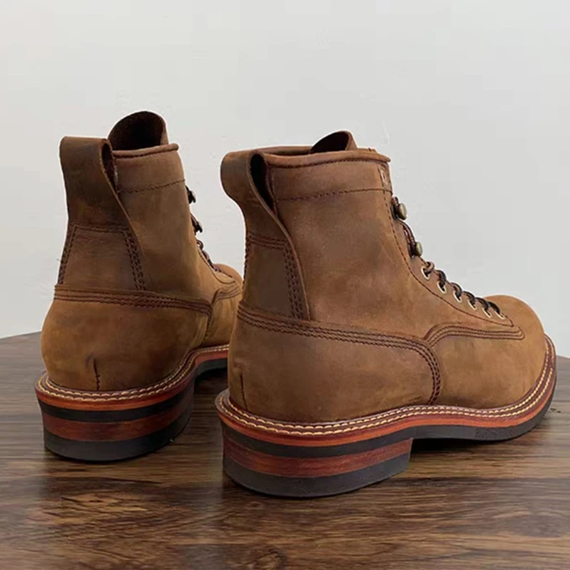 Vintage British Men Ankle Boot - Leather Work Boots ulasan dan harga