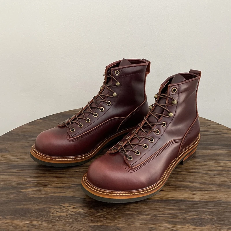 Vintage British Men Ankle Boot - Leather Work Boots ulasan dan harga