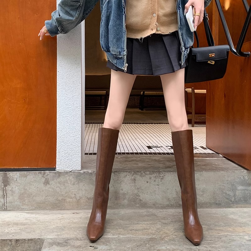 Fashion Knee-High Women's Boot - Leather Work Is ulasan dan harga