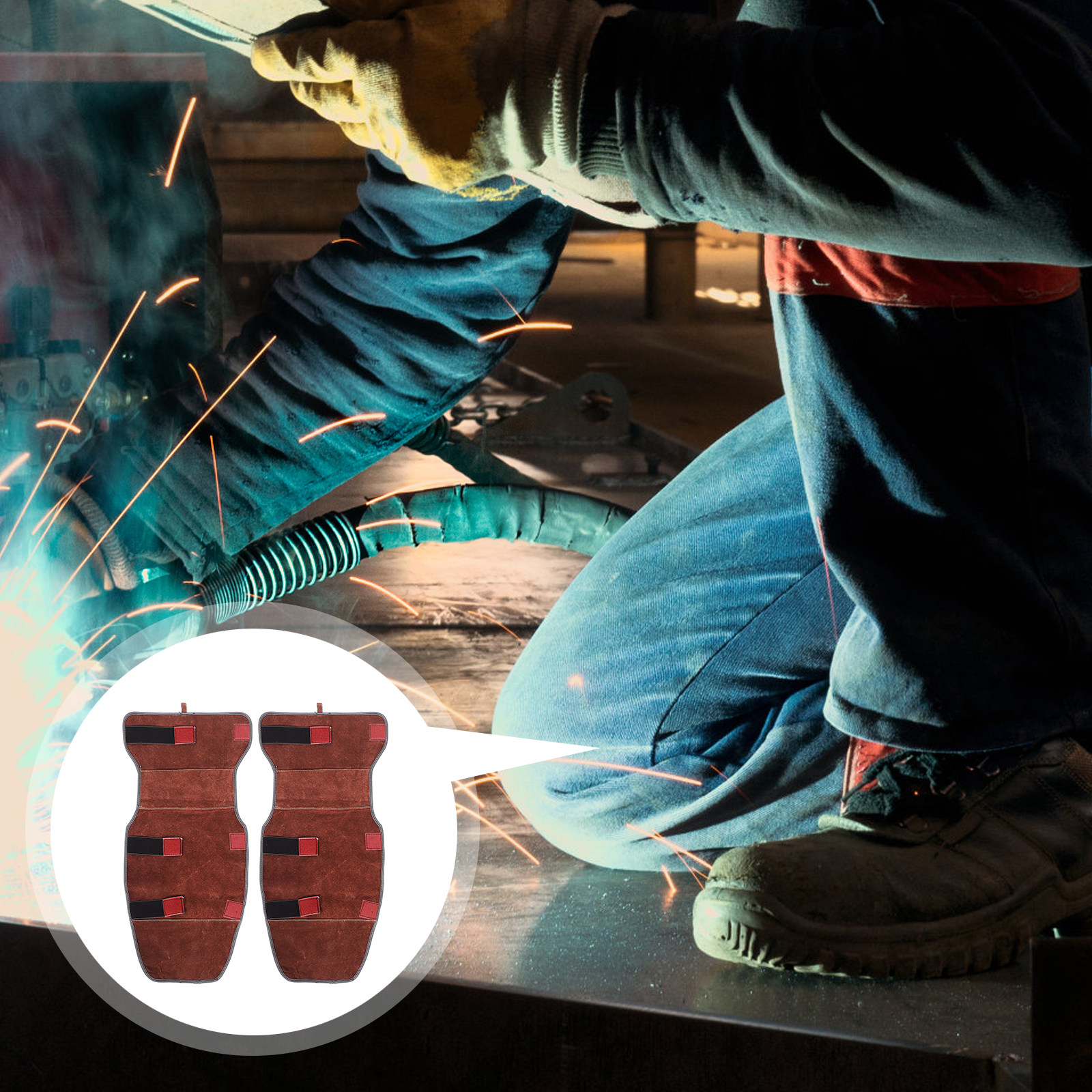 1Pair Welding Knee Pads Wear R - Leather Work Knee Pads ulasan dan harga