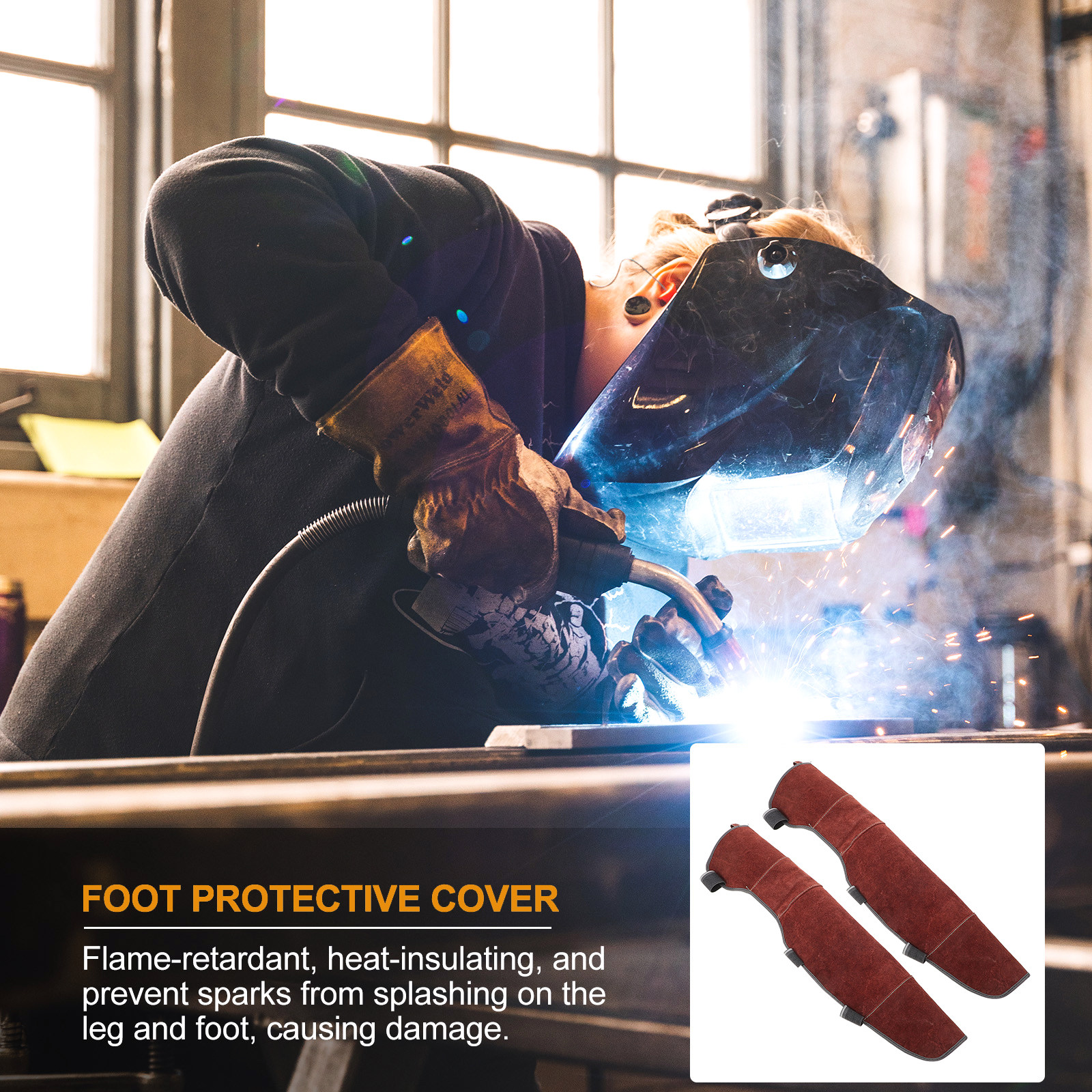 1Pair Welding Knee Pads Wear R - Leather Work Knee Pads ulasan dan harga