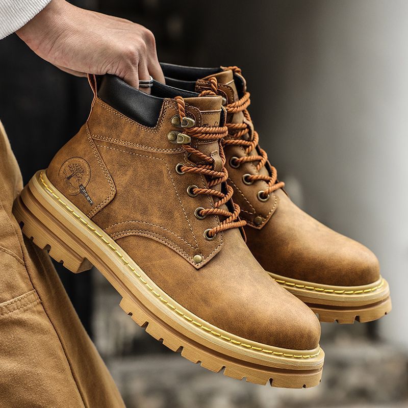 Fashion Men Boots Spring Comfo - Leather Work Boots ulasan dan harga