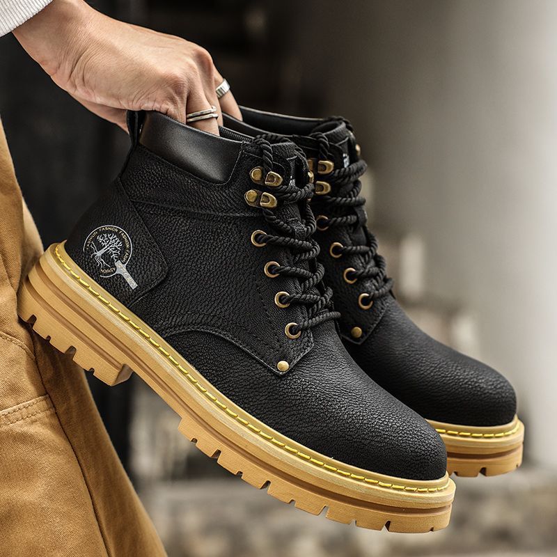 Fashion Men Boots Spring Comfo - Leather Work Boots ulasan dan harga