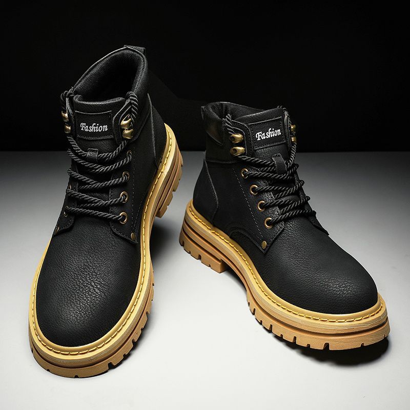 Fashion Men Boots Spring Comfo - Leather Work Boots ulasan dan harga