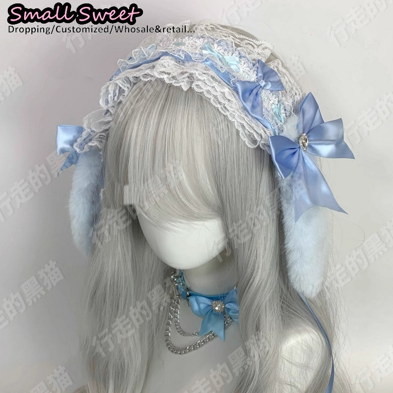 Goth Bunny Ear Bow Hair bands  - Leatherwork Rings ulasan dan harga