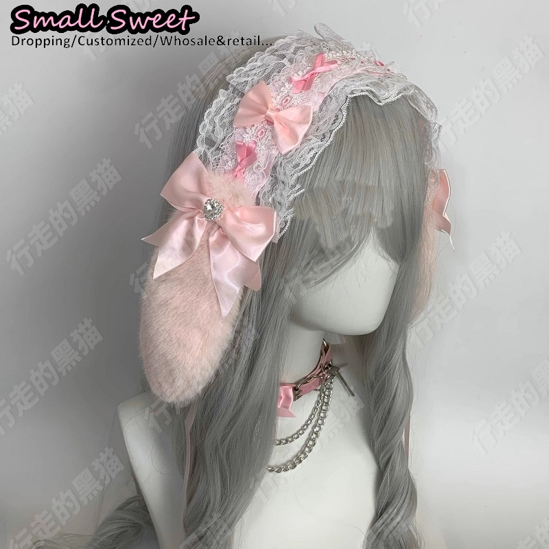 Goth Bunny Ear Bow Hair bands  - Leatherwork Rings ulasan dan harga