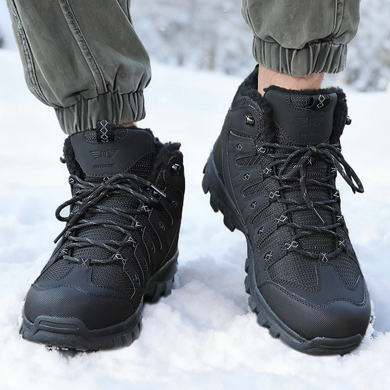 Winter Men's Boots Warm Plush  - Leather Work Boots ulasan dan harga