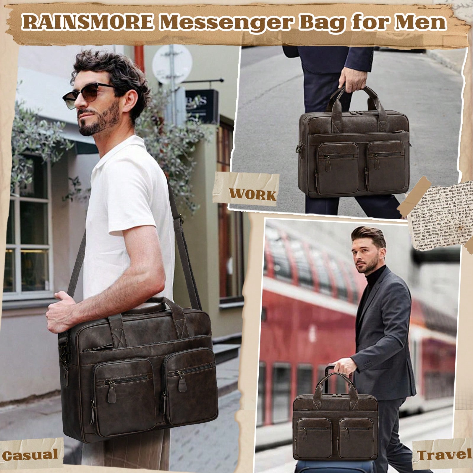 Vintage Messenger Bag For Men  - Leather Work Laptop Bag ulasan dan harga