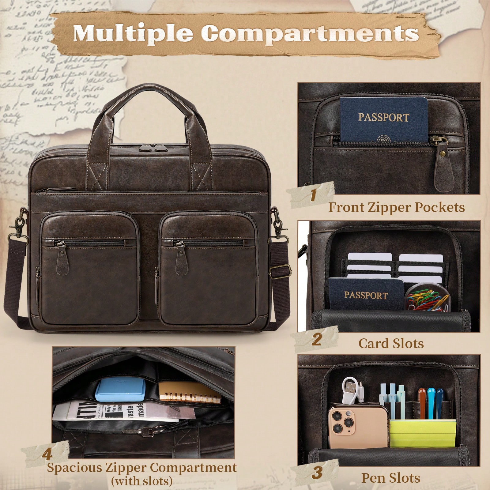 Vintage Messenger Bag For Men  - Leather Work Laptop Bag ulasan dan harga