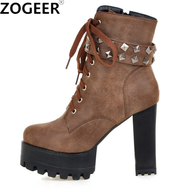 Fashion Women Ankle Boots Plat - Leatherwork Rivets ulasan dan harga
