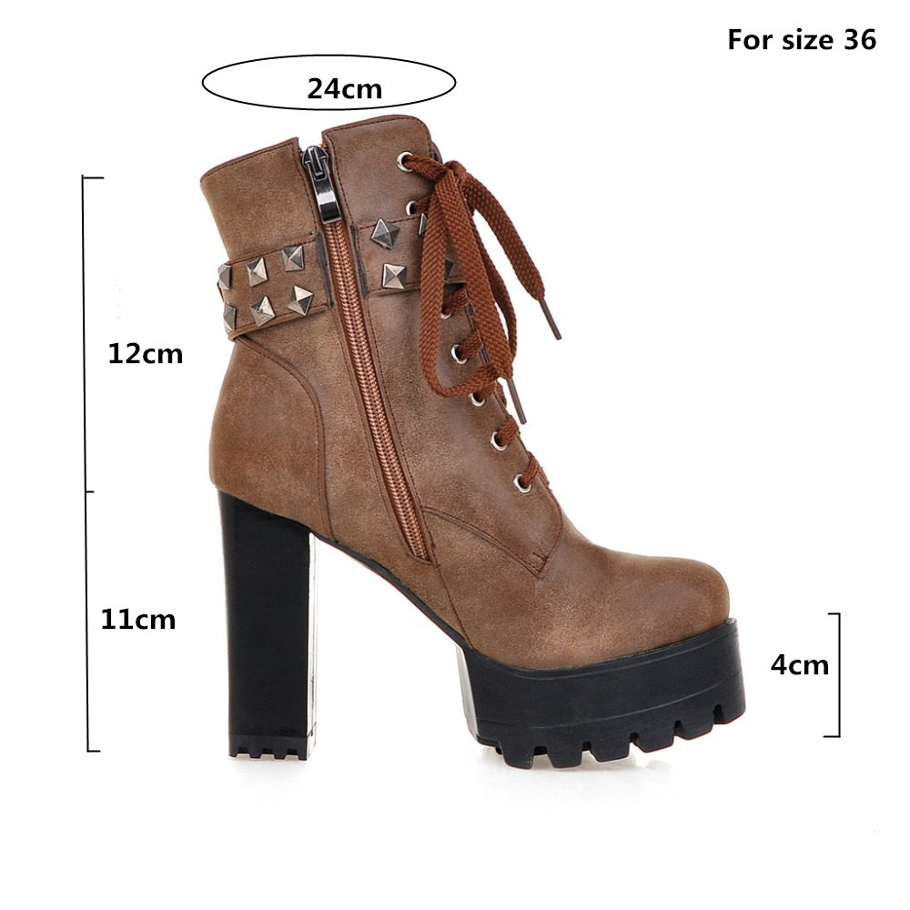 Fashion Women Ankle Boots Plat - Leatherwork Rivets ulasan dan harga