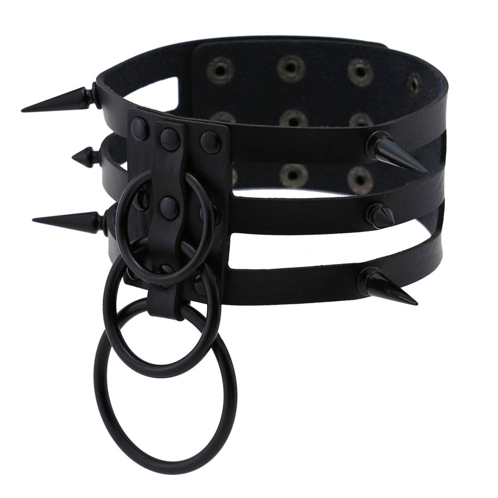 Fashion Women Men Black Rivet  - Leatherwork Rings ulasan dan harga