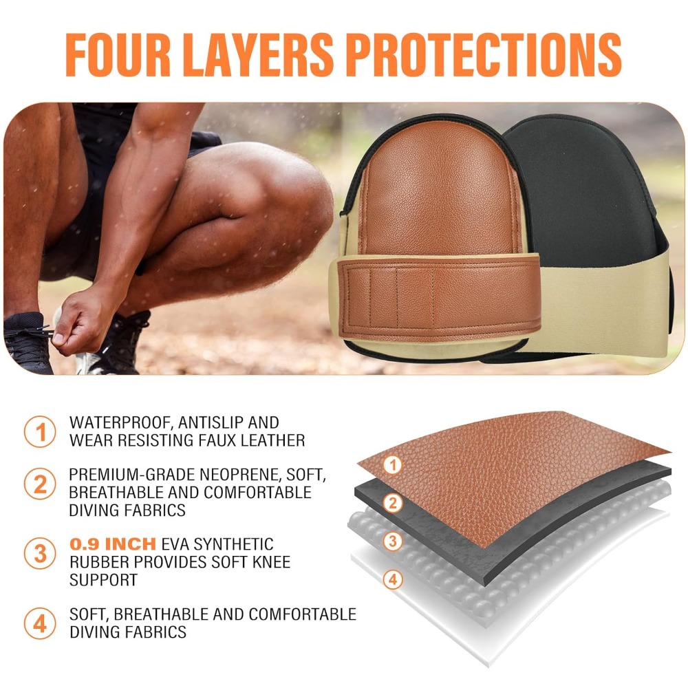 Safety Knee Pads for Work, Sup - Leather Work Knee Pads ulasan dan harga