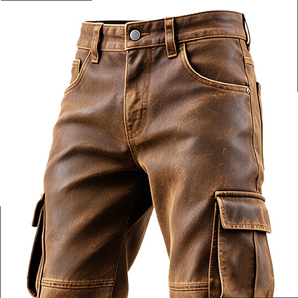 Mens Vintage Brown PU Leather  - Leather Work Overalls ulasan dan harga