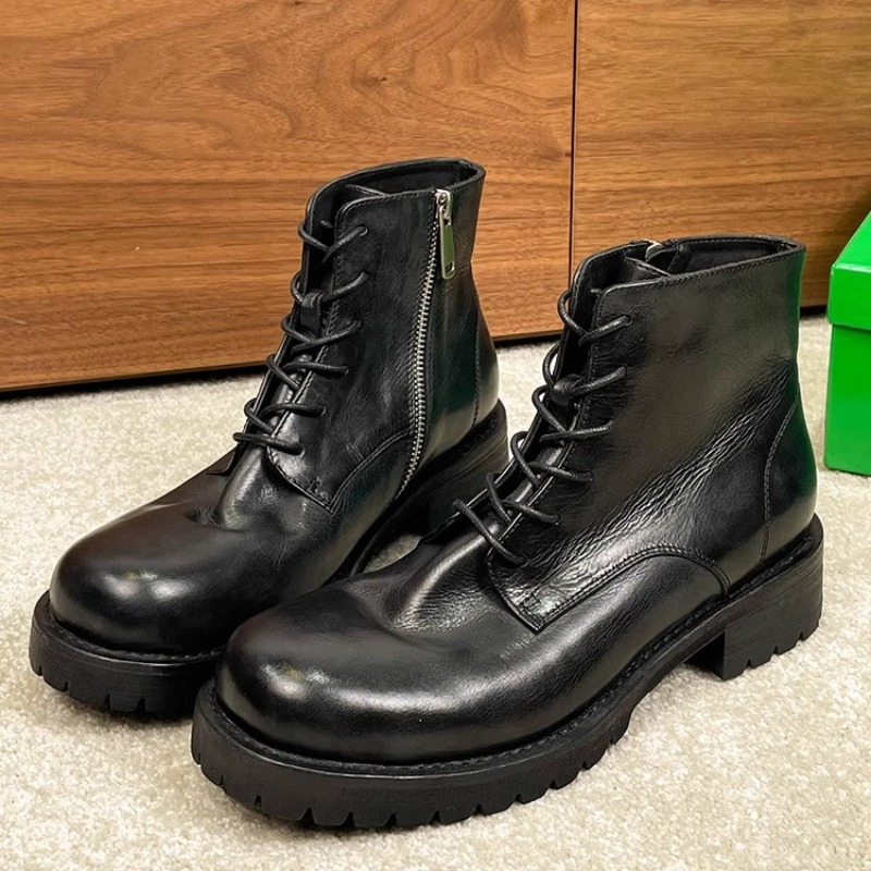 British Fashion Men's Ankle Bo - Leather Work Boots ulasan dan harga