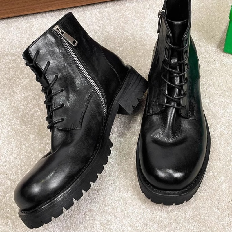 British Fashion Men's Ankle Bo - Leather Work Boots ulasan dan harga