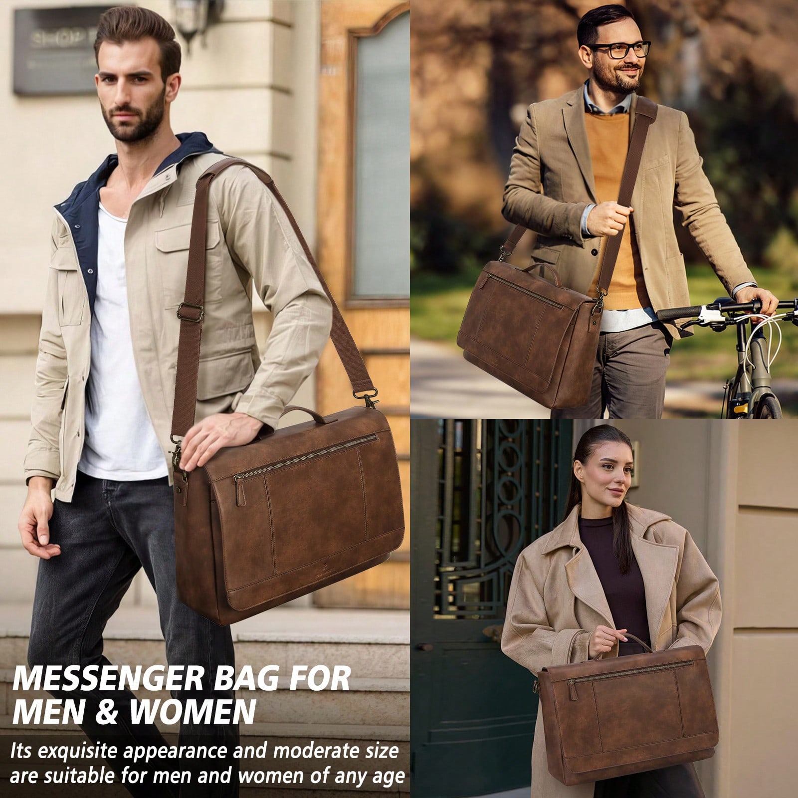 Leather Messenger Bag For Men  - Leather Work Laptop Bag ulasan dan harga