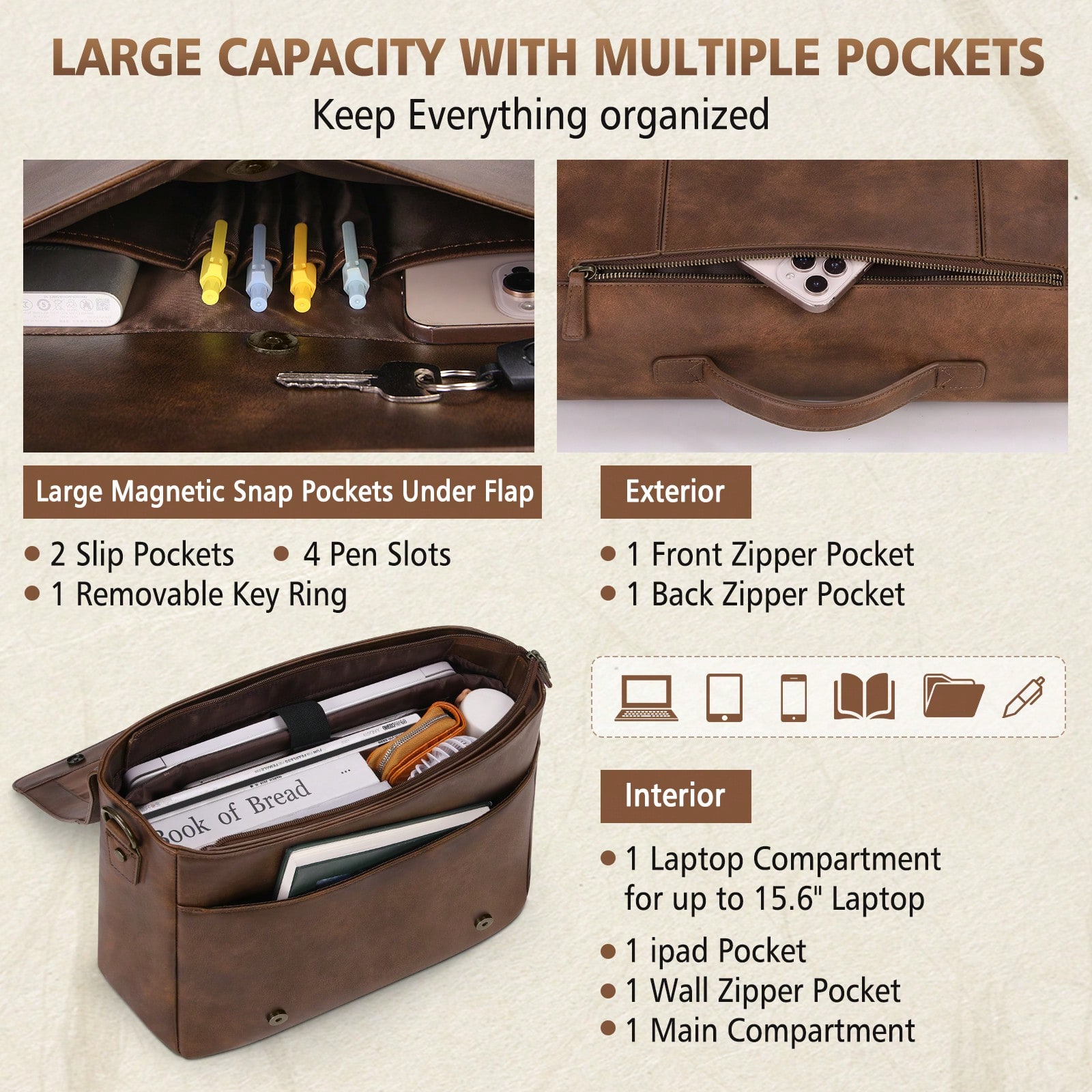 Leather Messenger Bag For Men  - Leather Work Laptop Bag ulasan dan harga