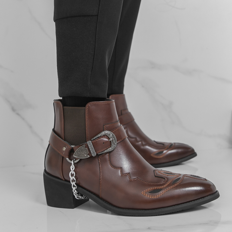 Men's Pointed Toe Ankle Boots  - Leather Work Boots ulasan dan harga
