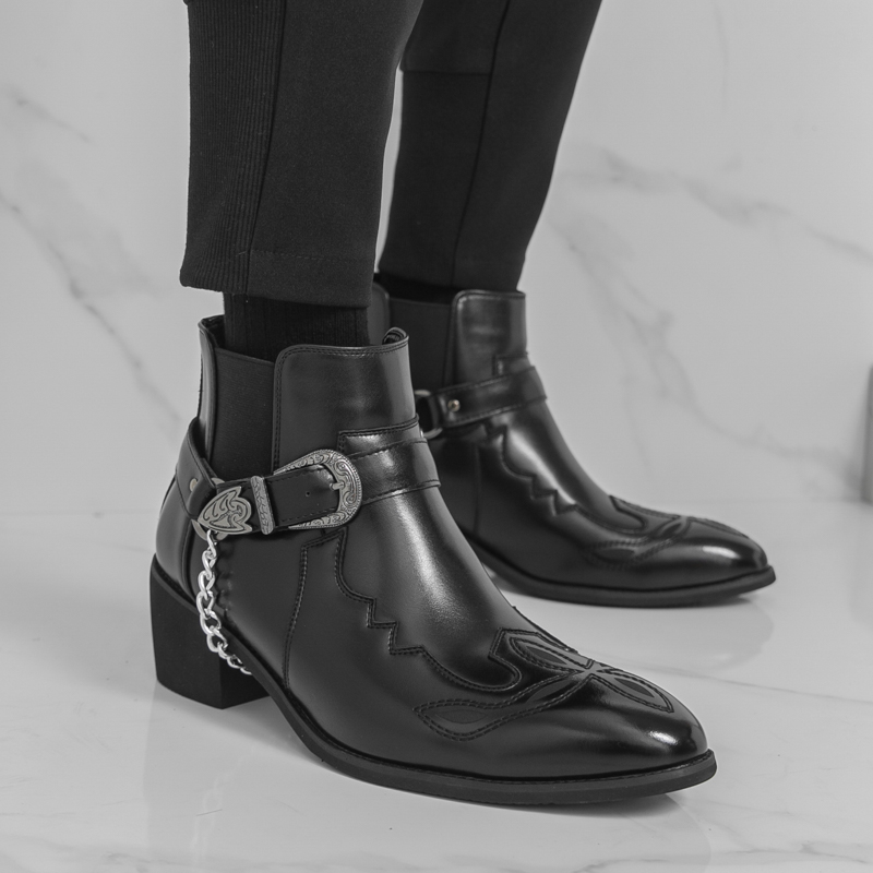 Men's Pointed Toe Ankle Boots  - Leather Work Boots ulasan dan harga