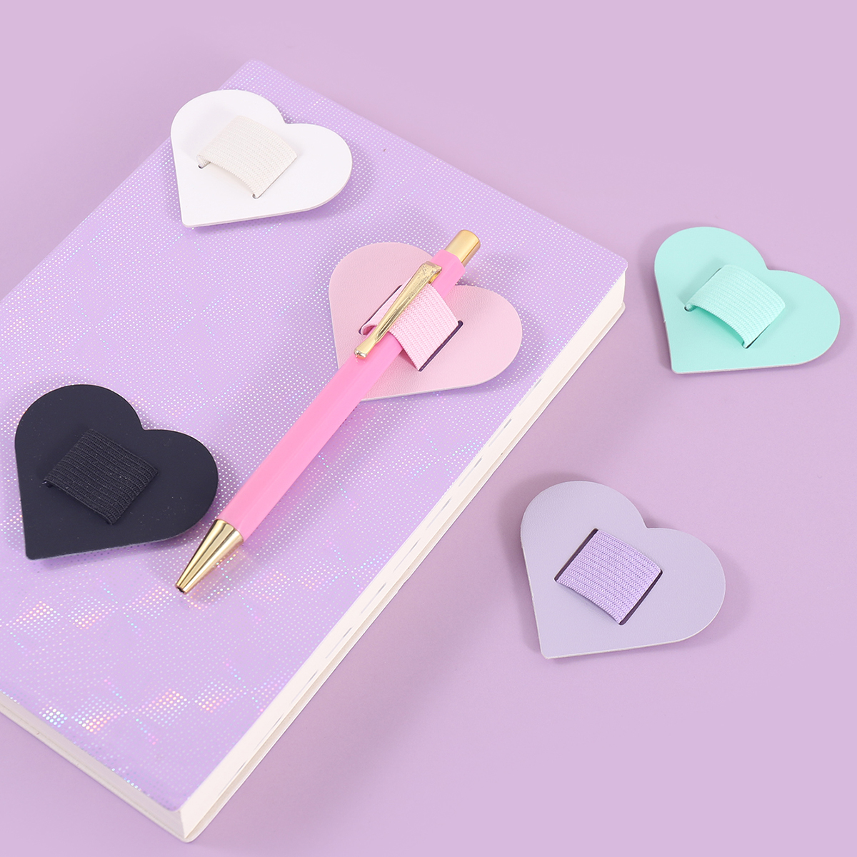 Self-Adhesive Heart Pen Clip H - Leather Work Diary ulasan dan harga